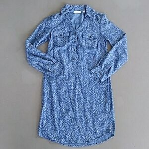 New York & Company Floral Chambray Shirt Dress Size XS